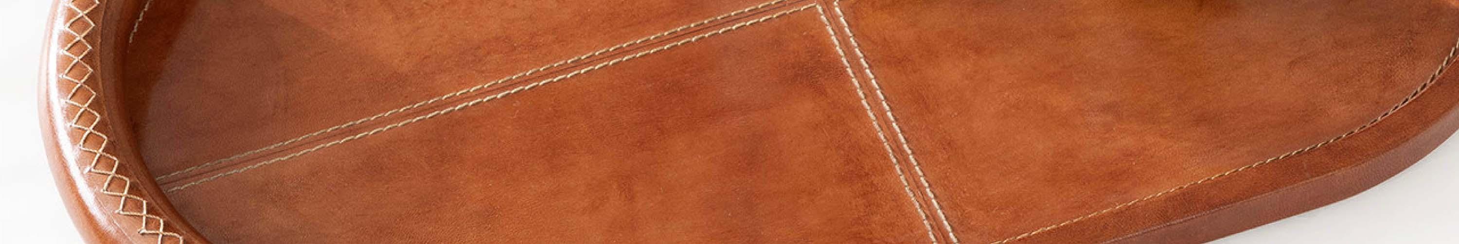Cognac leather decorative tray