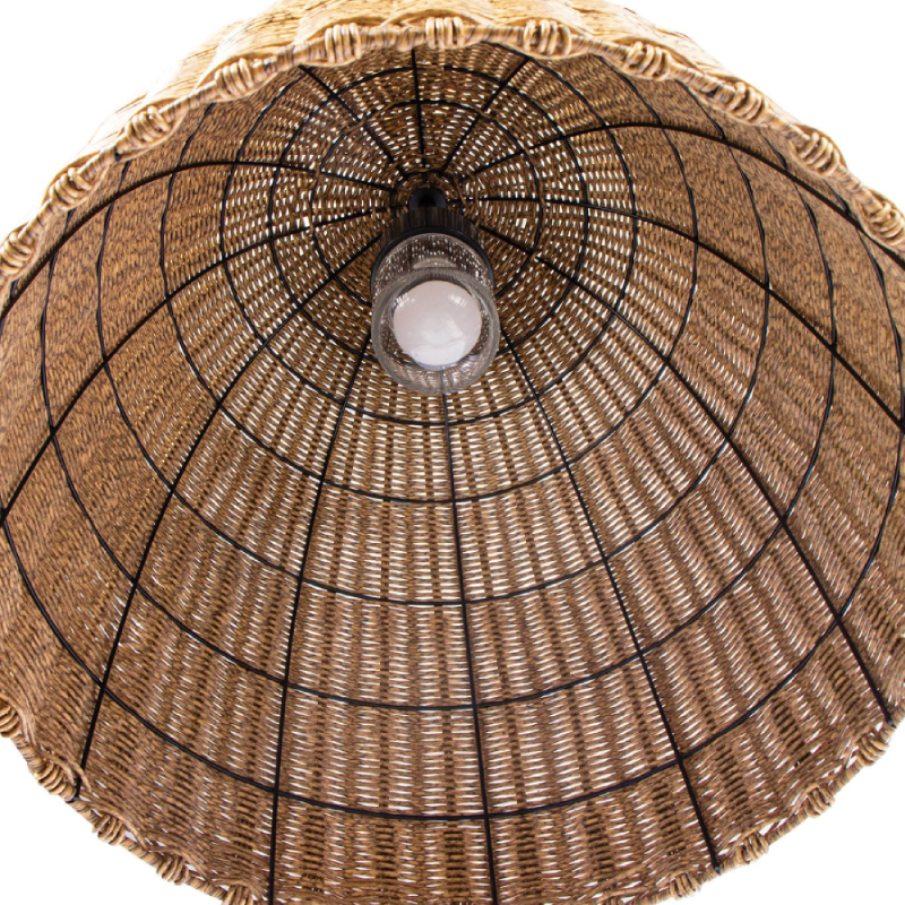 Wicker outdoor pendant from below