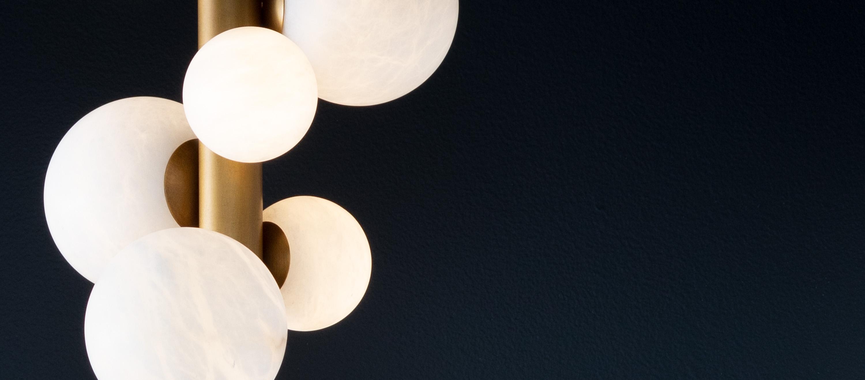 Brass and alabaster pendant light