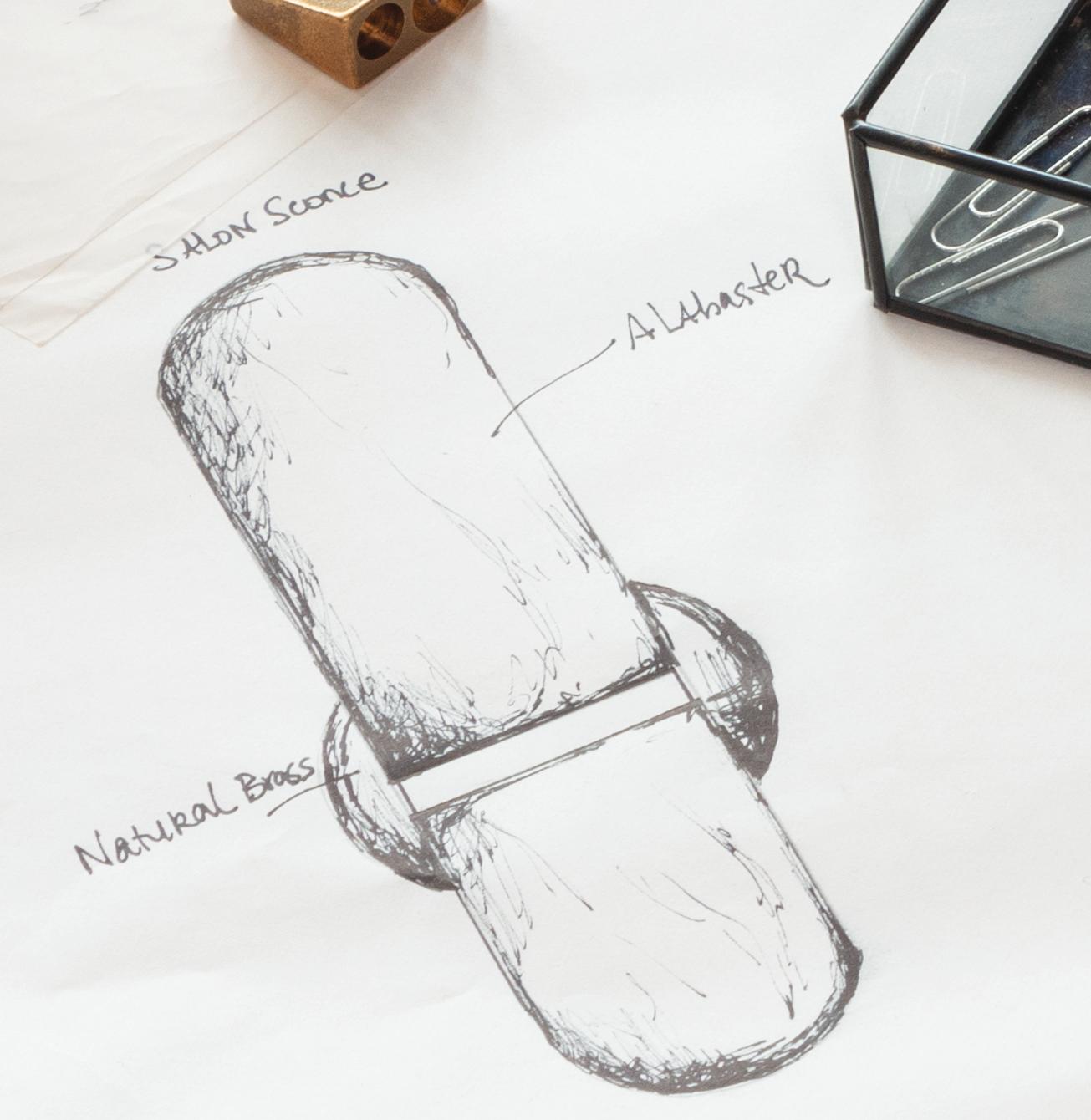 Sketch of an alabaster sconce designed by Regina Andrew
