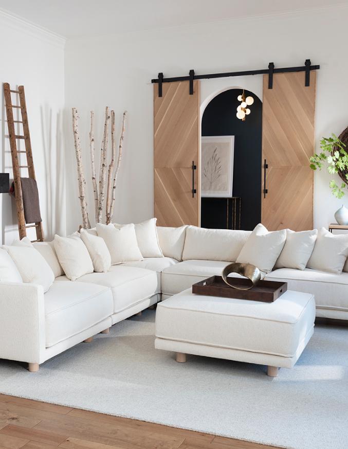 white stain-resistant sofa with white ottoman