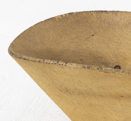Naturally weathered patina of an oval bread bowl