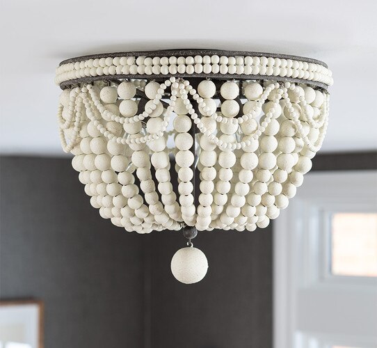 White and black beaded flush mount light