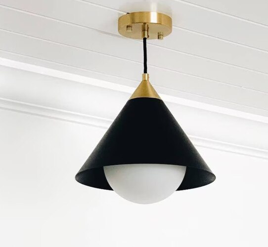 Black and brass pendant ight
