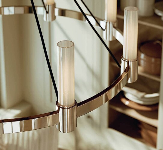 Polished Nickel Chandelier with acrylic candles