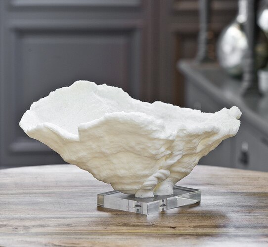 White coral bowl on a resin base
