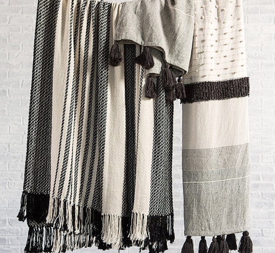 Black and white throw blankets