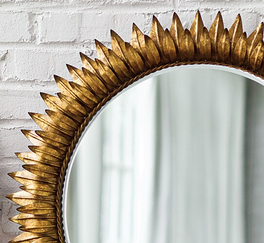 Gold Sunflower mirror with braided rim