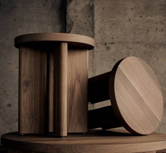 Two small side wood side tables with one tipped over on its side