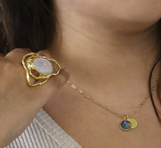 Gold ring with large moonstone