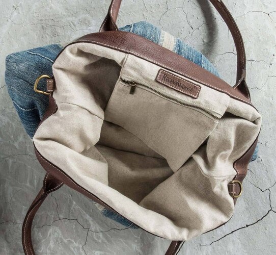 Canvas and leather tote bag