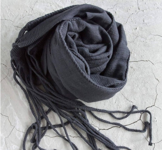 Dark graphite scarf with tassles