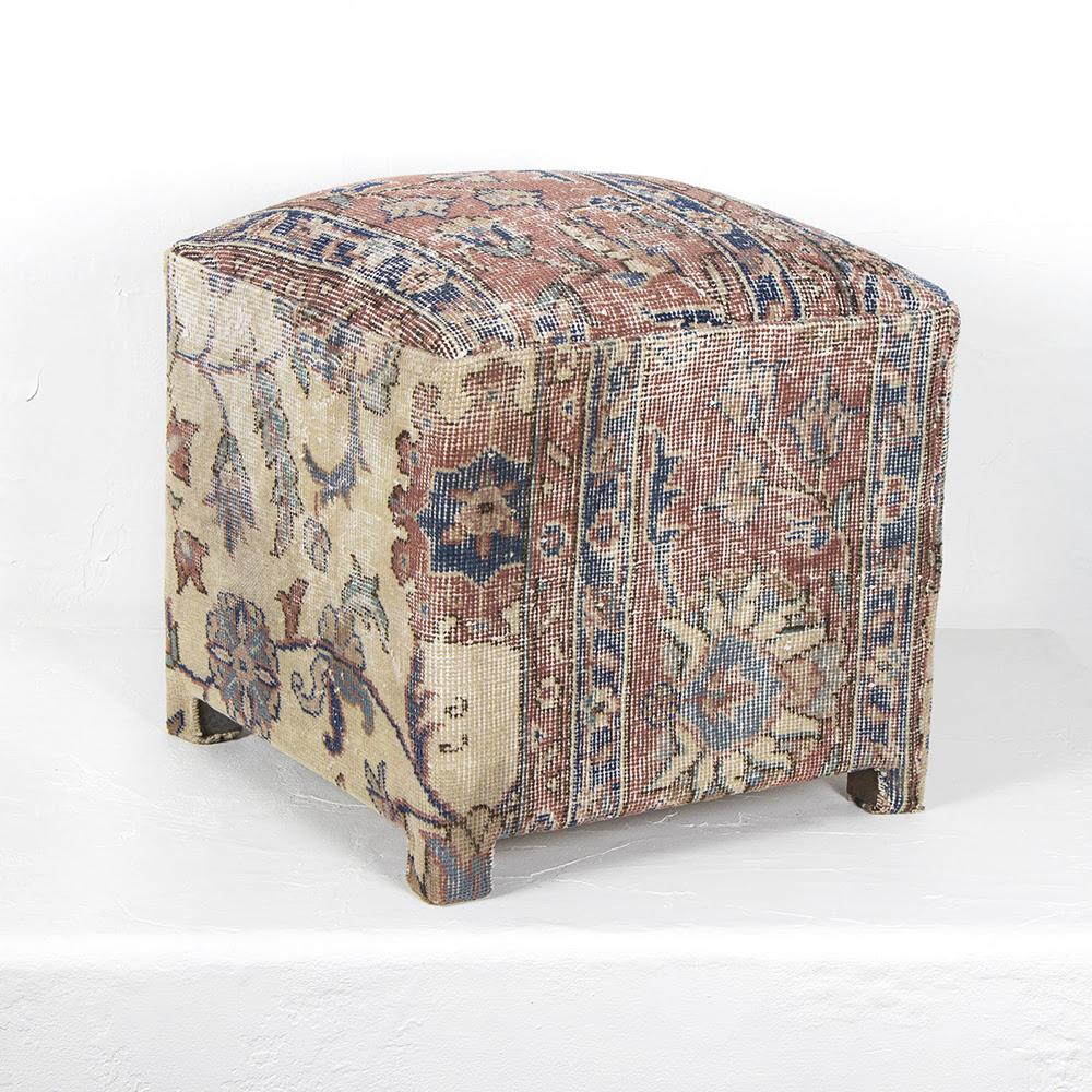 Vintage foot stool made with a turkish rug
