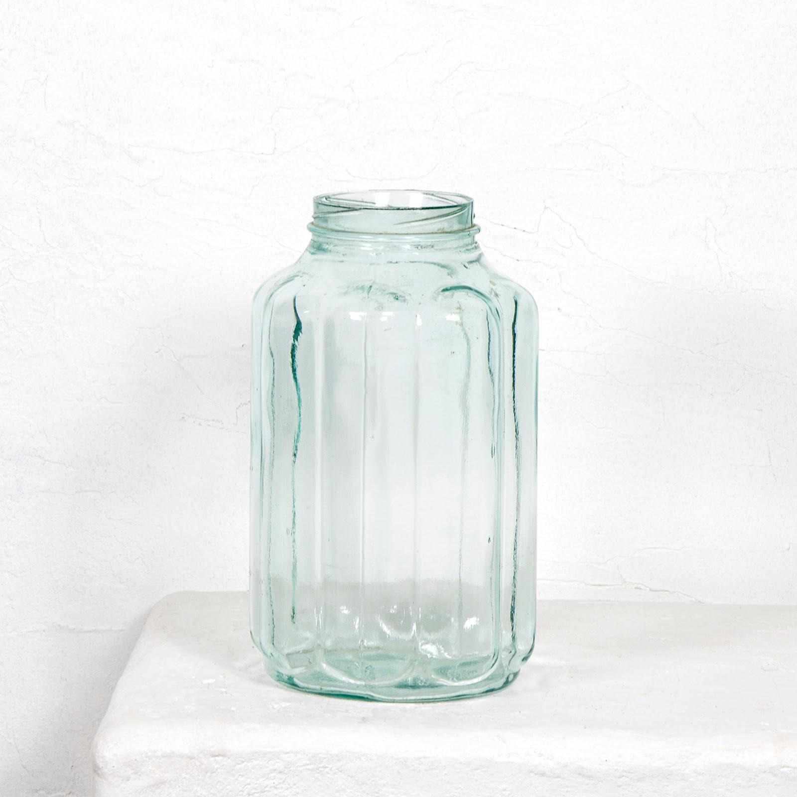 Ribbed glass pickling jar