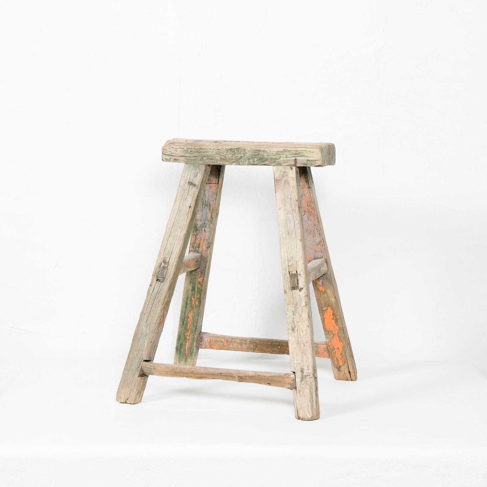 Vintage paint stained wood stool