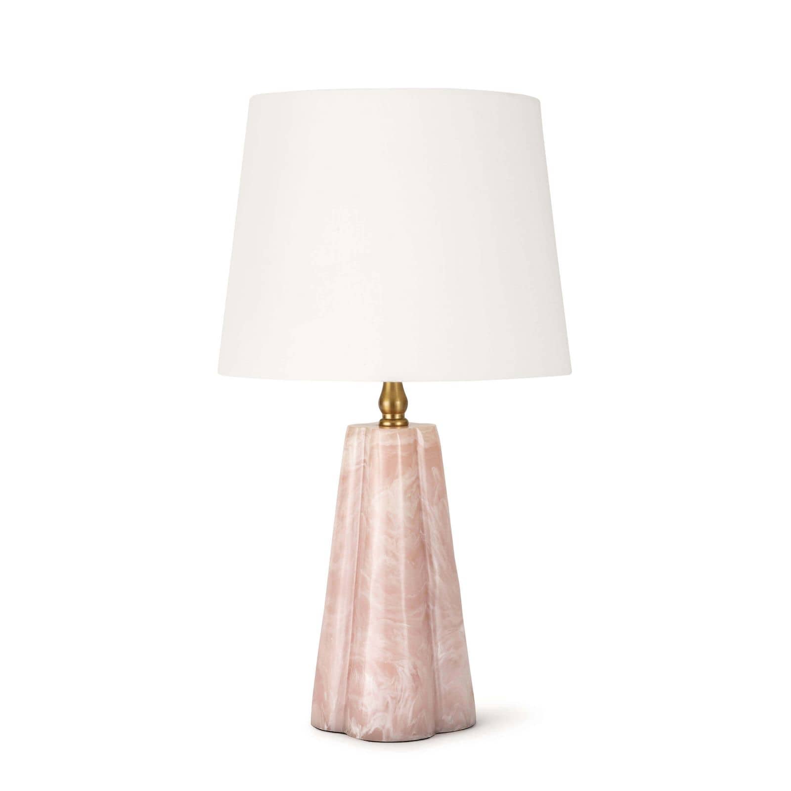 Modern pink quartz table lamp with white shade