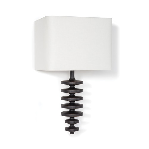 Black wall sconce with white shade