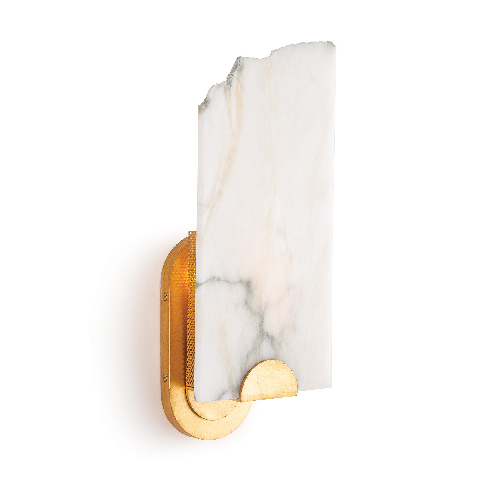 natural brass wall sconce with alabaster light shade