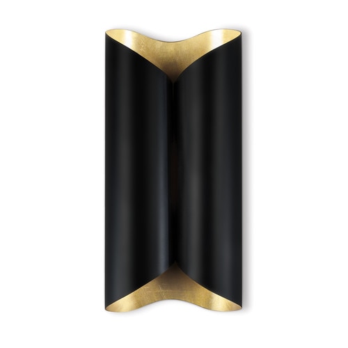 Black metal sconce with natural brass accents