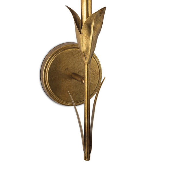 River Reed Single Gold Reed Single Sconce with Rattan Shade | Regina Andrew Detroit