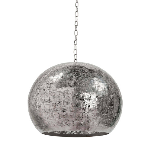 Pierced metal sphere pendant in polished nickel