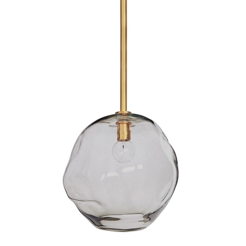 Molten glass pendant with natural brass fittings