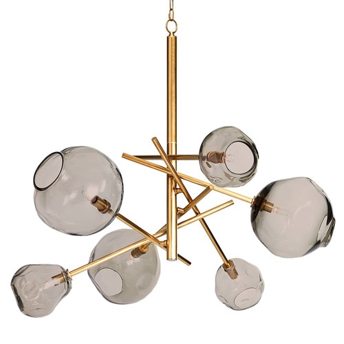 Molten glass pendant with natural brass fitting