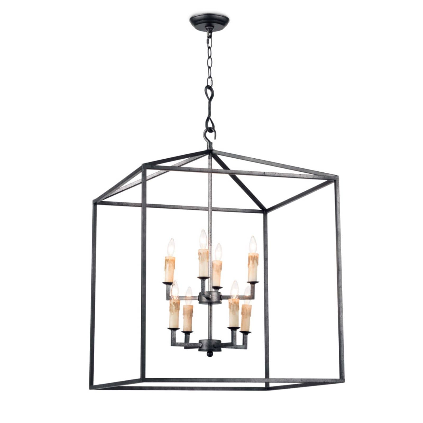 Distressed blackened iron modern lantern