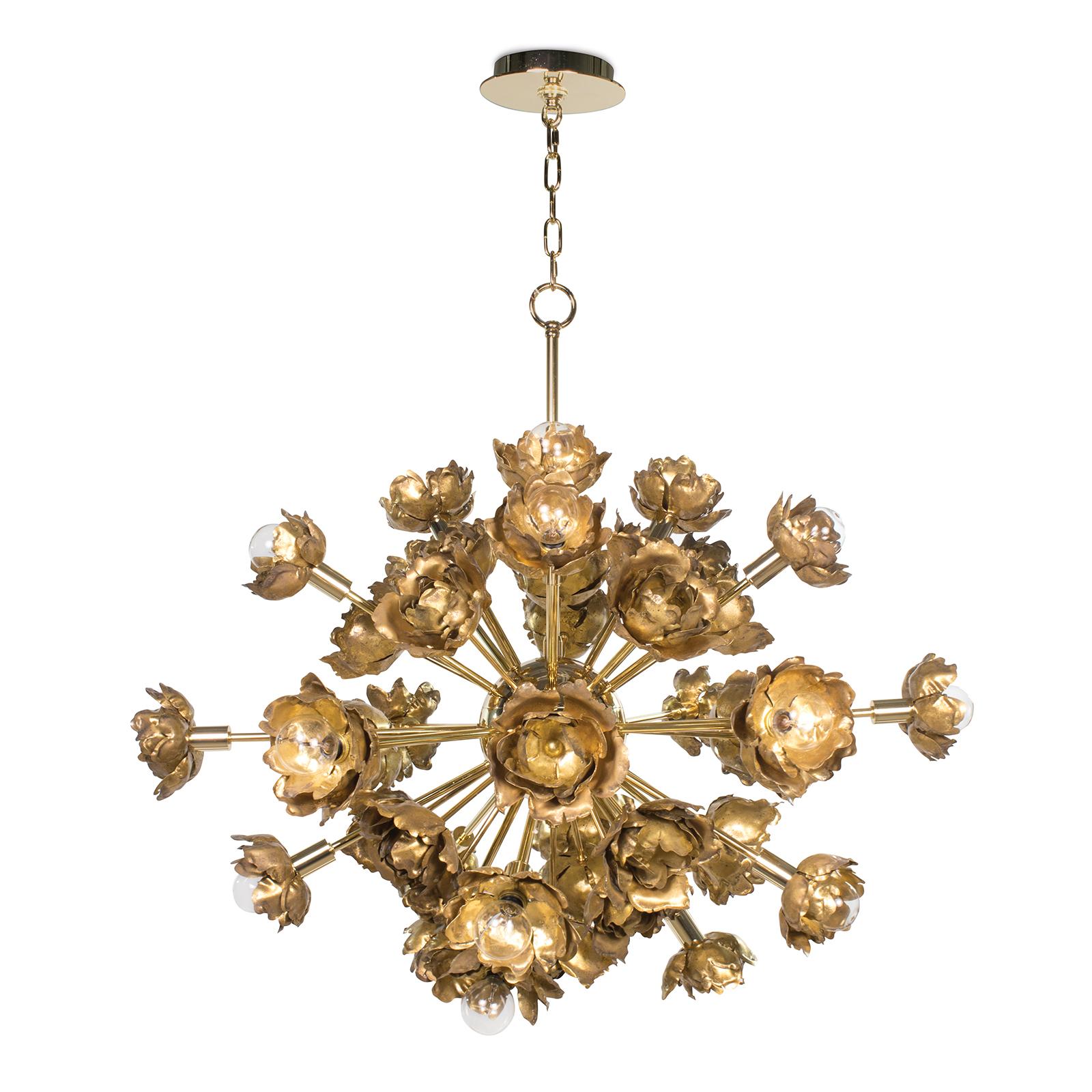 Gold blossom chandelier with gold finish