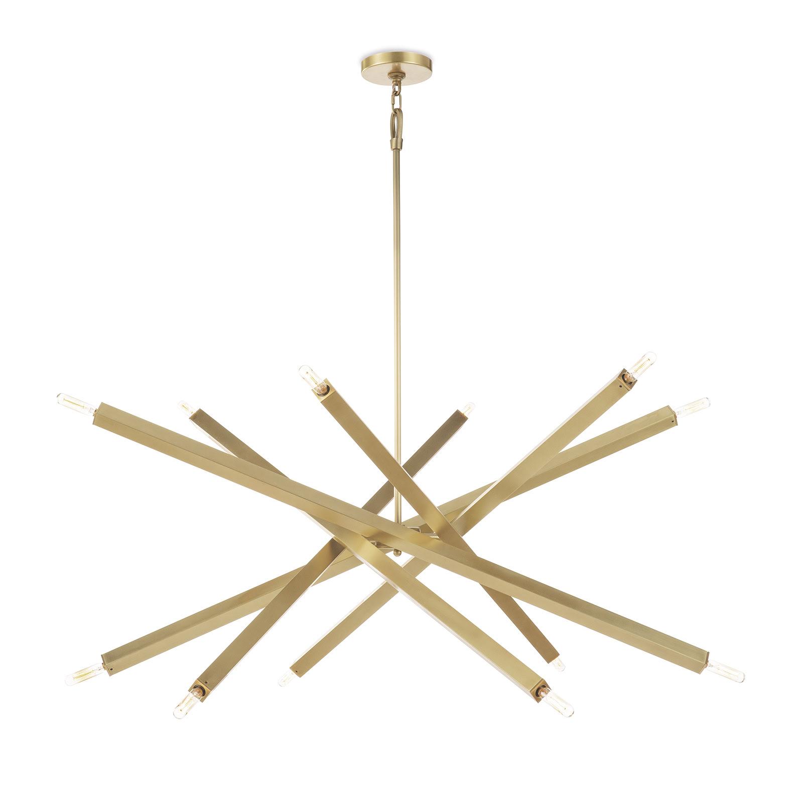 Sleek metal rod chandelier with five metal arms stretching out