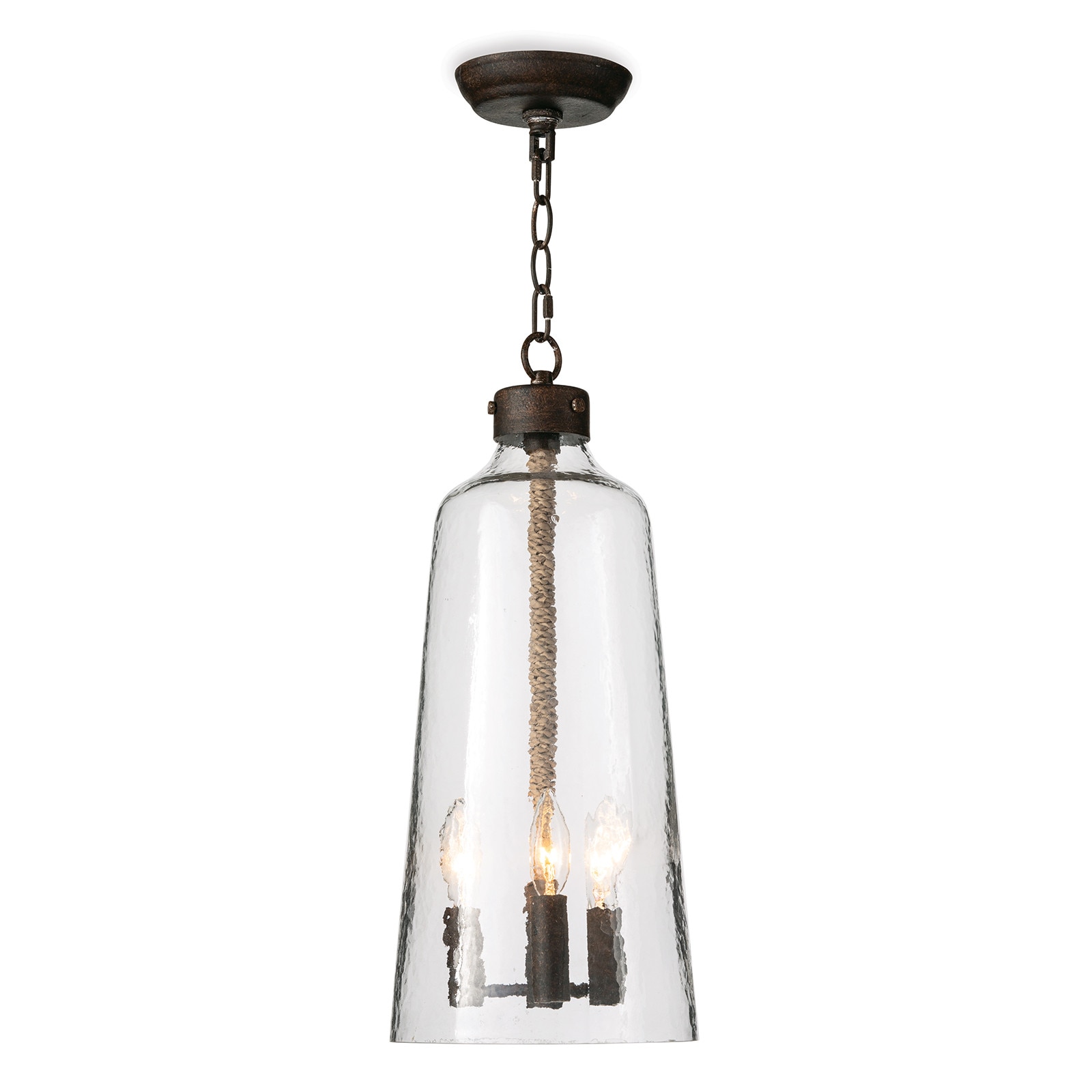 Rustic glass pendant with oil rubbed bronze finish