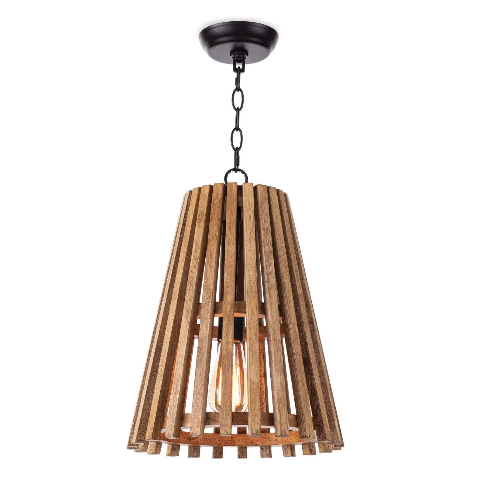 Rustic wooden pendant with oil rubbed bronze finish