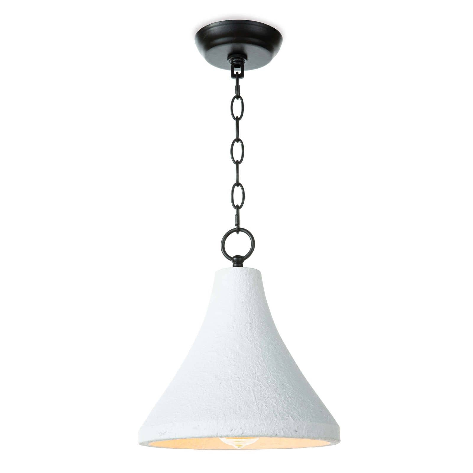Concrete casted white shaded modern pendant light with an oil rubbed bronze chain