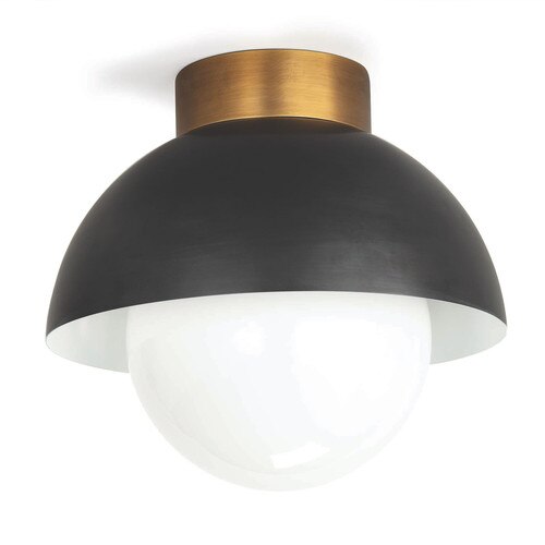 Modern oil rubbed bronze flush mount light with a natural brass accent