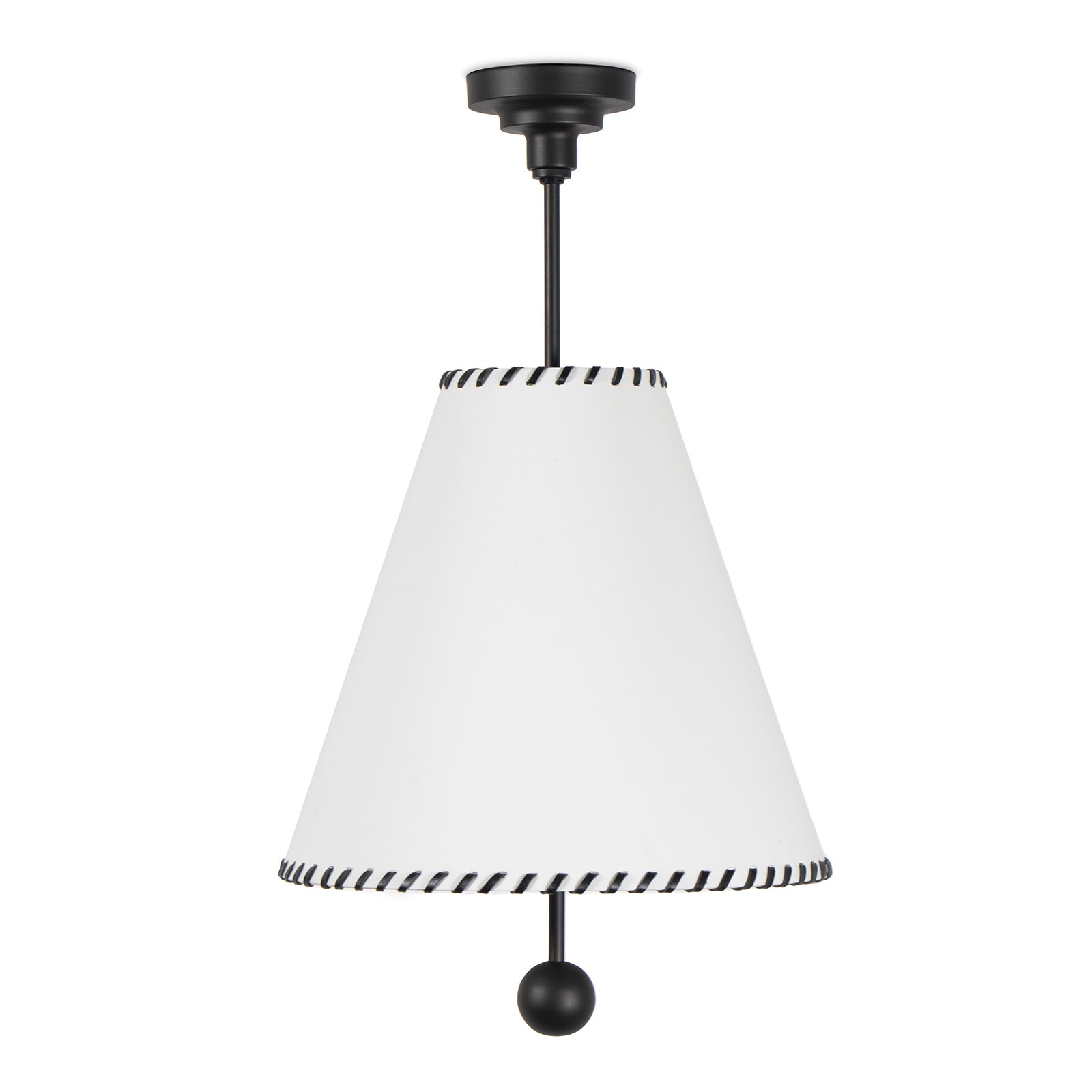 White shaded ceiling pendant with oil rubbed bronze finish