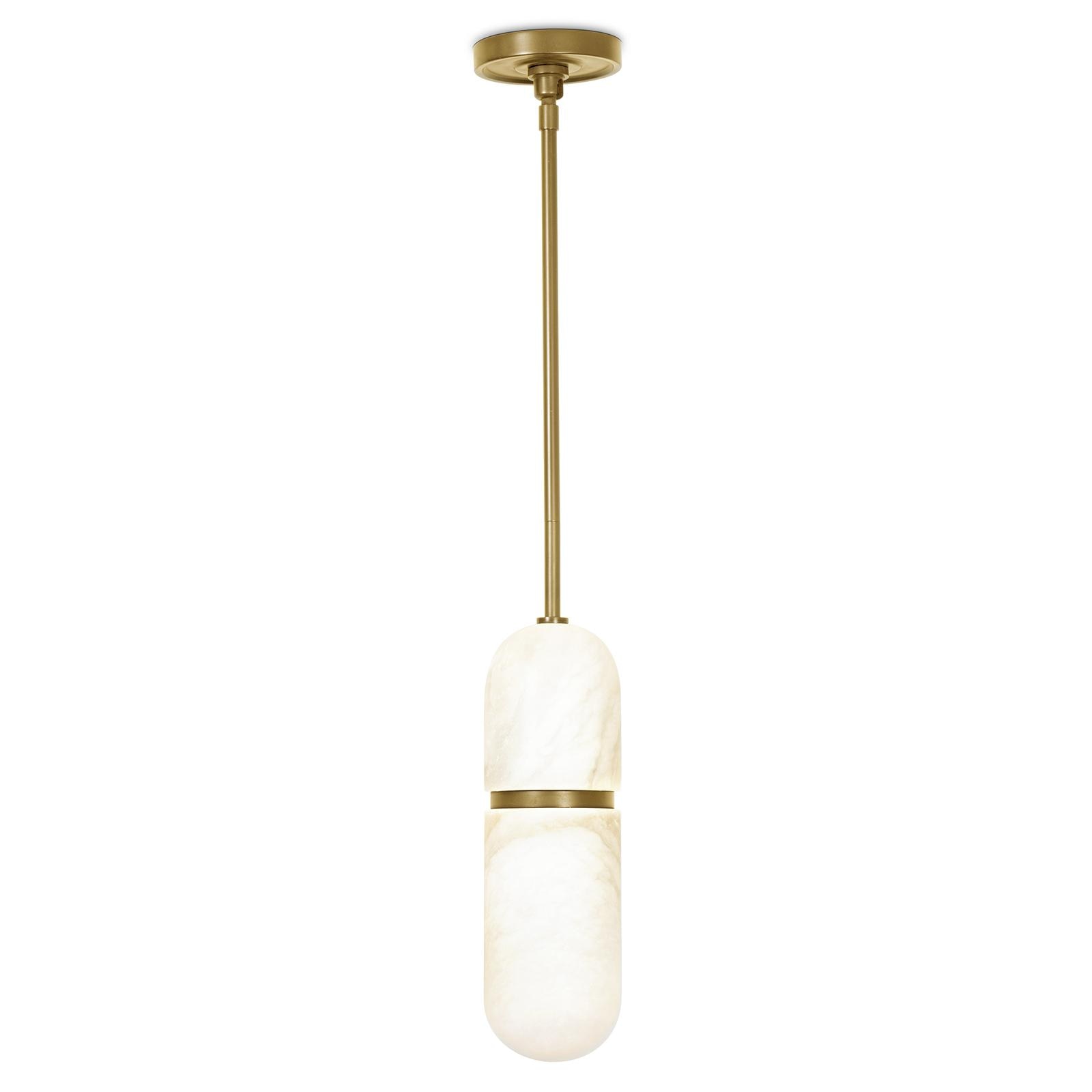 Alabaster and natural brass ceiling pendant light
