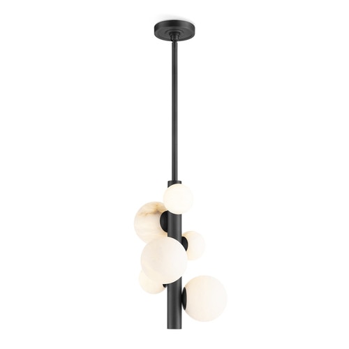 A natural alabaster pendant with individual bulbs on a polished fitting