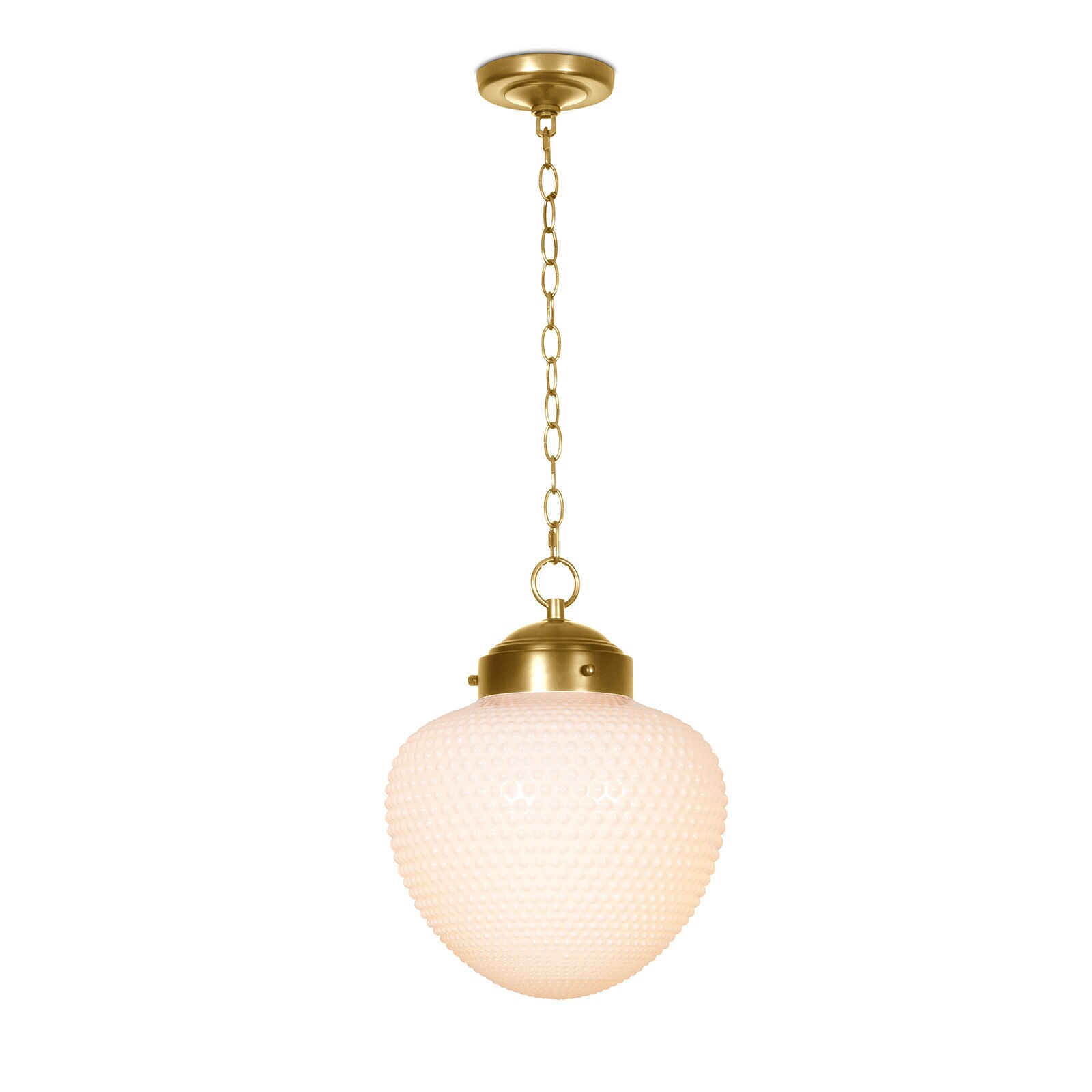 Molten glass chandelier with natural brass
