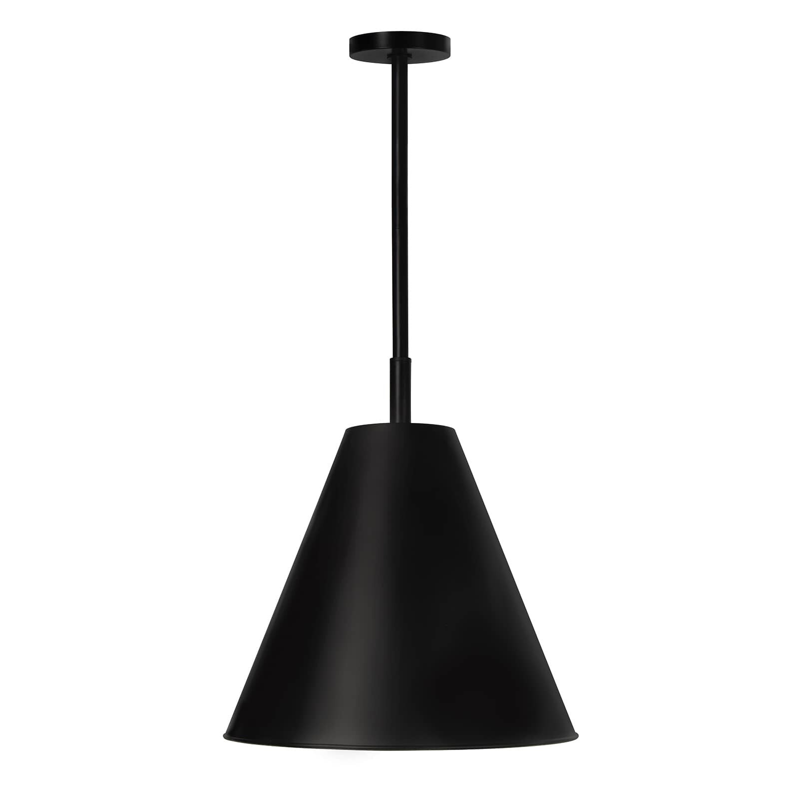 Black cone shaped outdoor pendant light