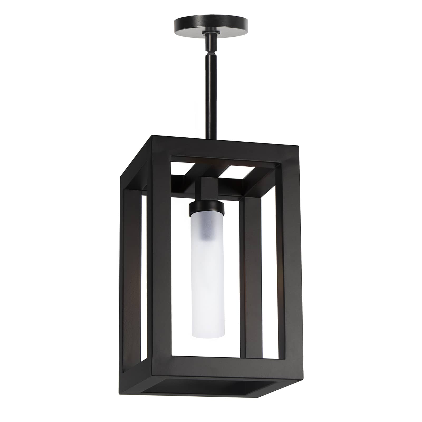 Coastal styled black lantern with a frosted bulb holder