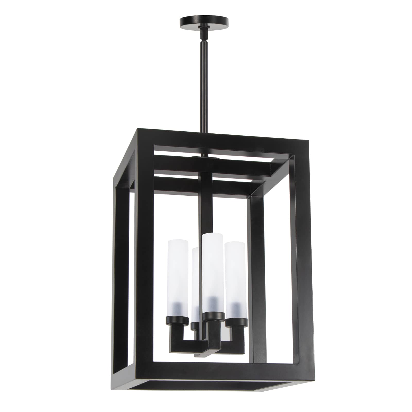 Coastal styled double black lantern with a frosted bulb holder