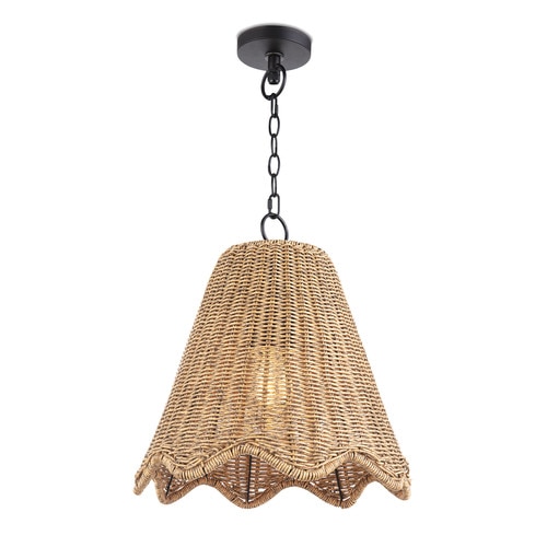 Rattan-woven outdoor pendant light