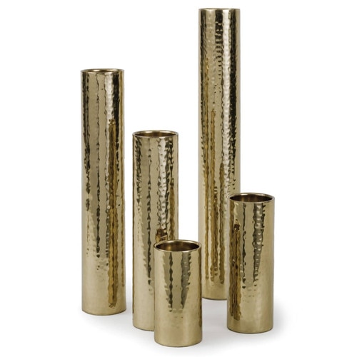 Hammered natural brass candle holders