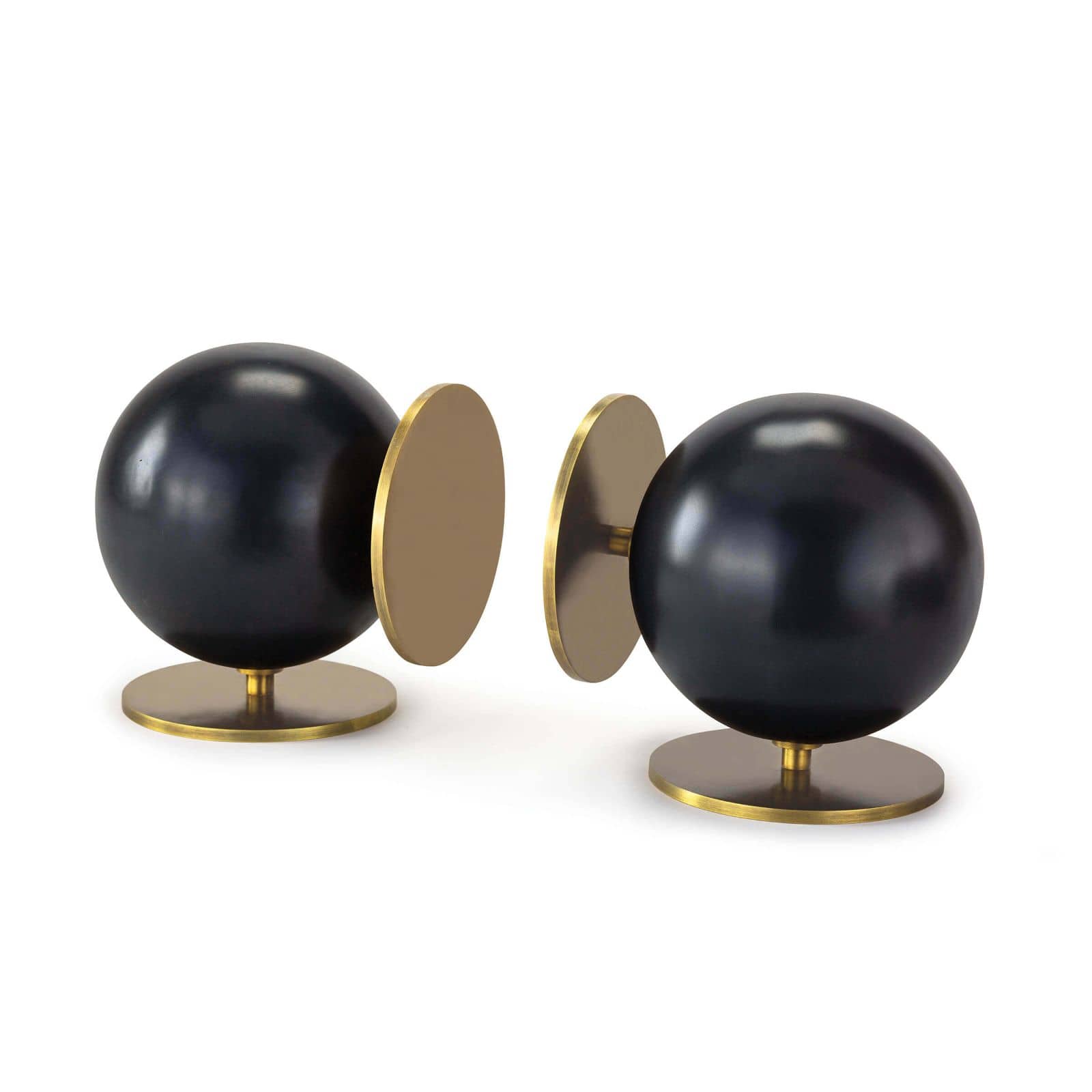 Bauhaus inspired black and gold circular bookends