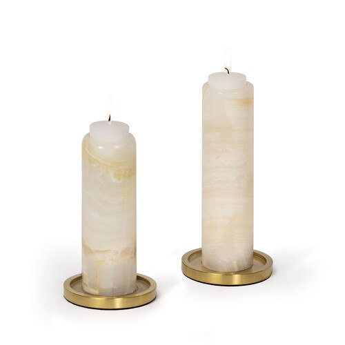 Ivy candle holder with natural brass base