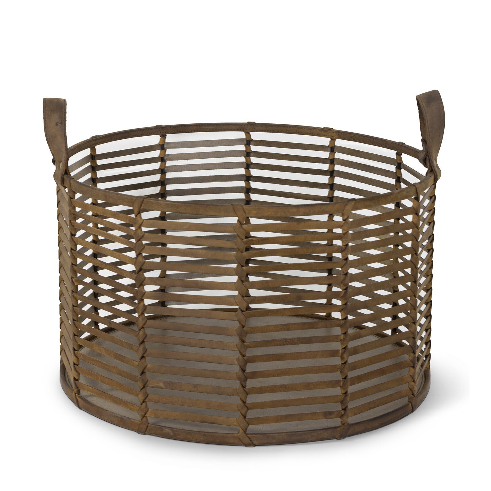 woven leather basket