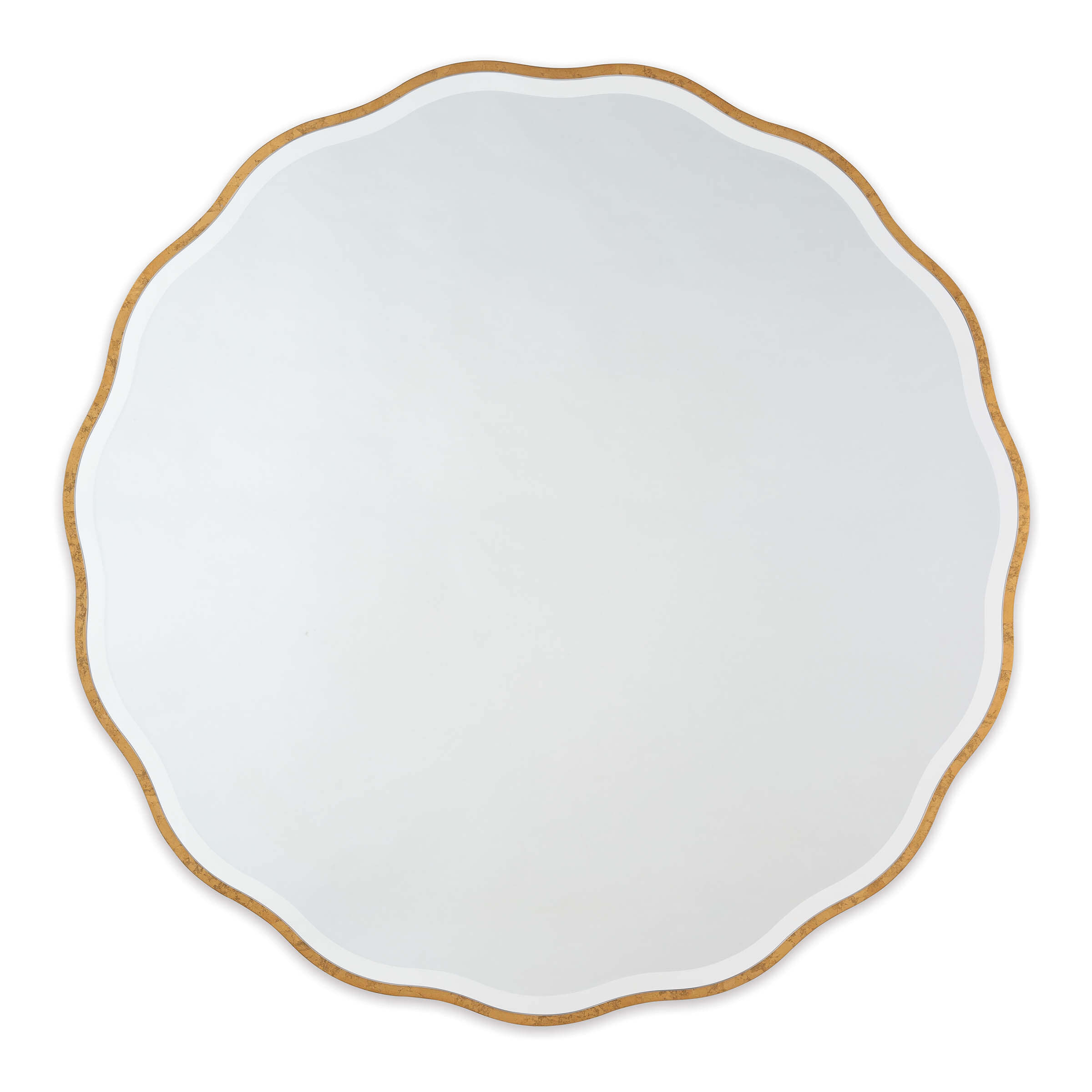 Glamorous Natural brass wavy framed mirror