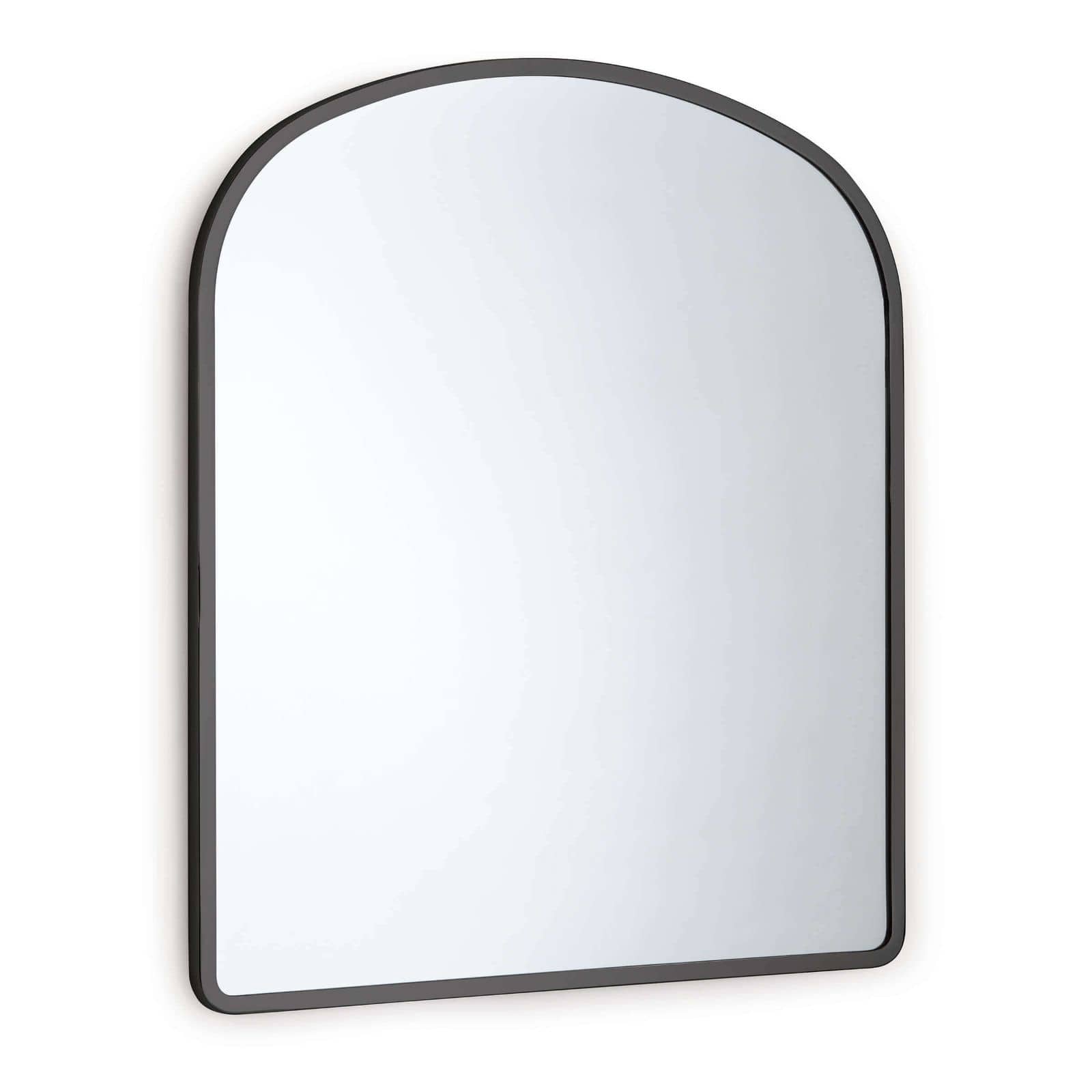 Coastal arched metal frame mirror in a steel finish