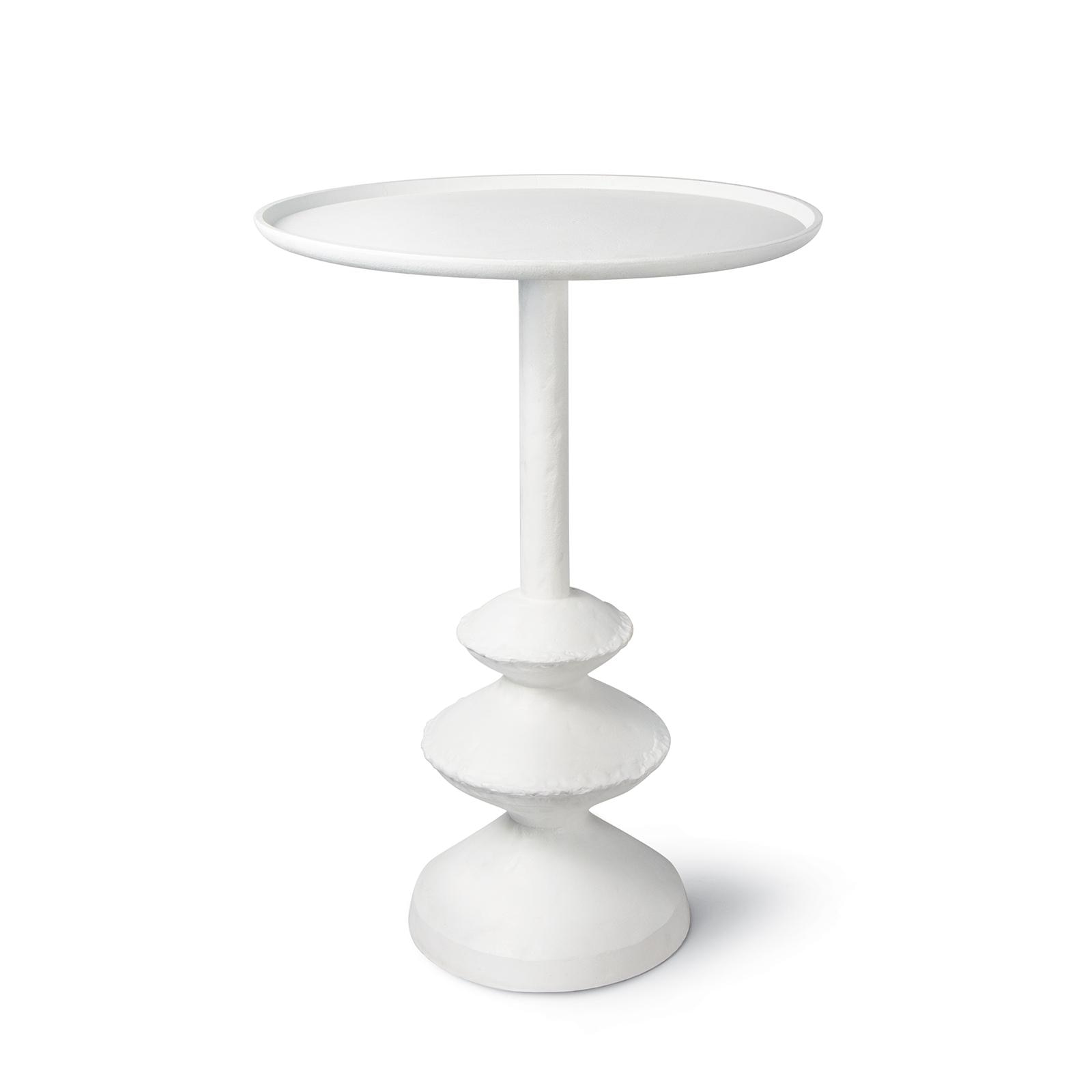 Modernism inspired paper mache sculpture table with a white finish